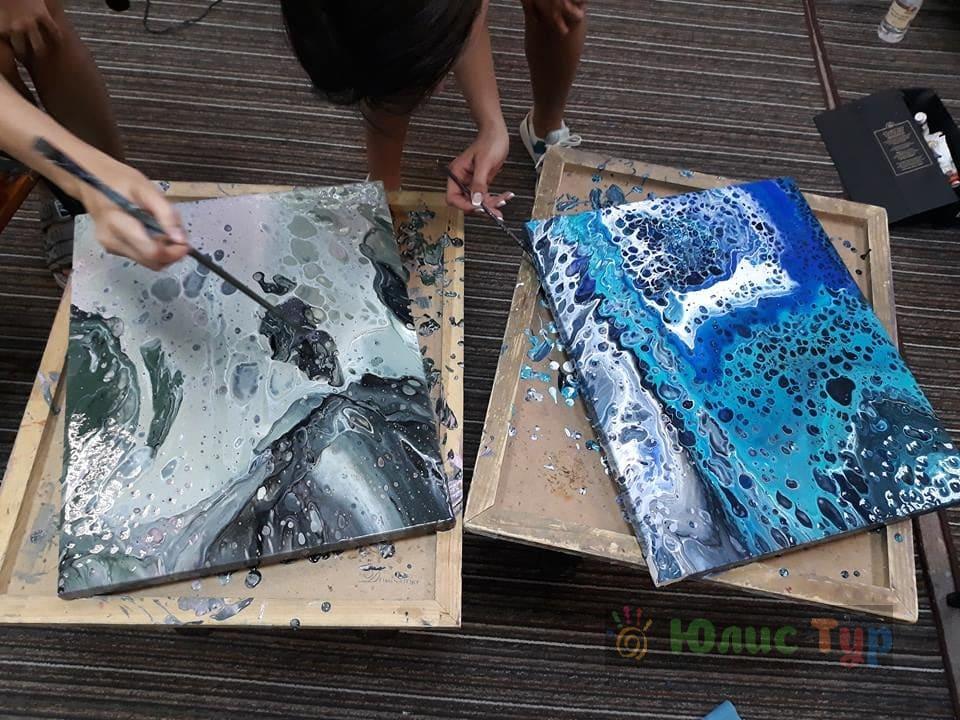 Елочка в технике Fluid Art